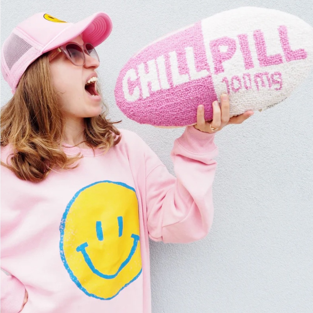 Pink Chill Pill Knit Pillow